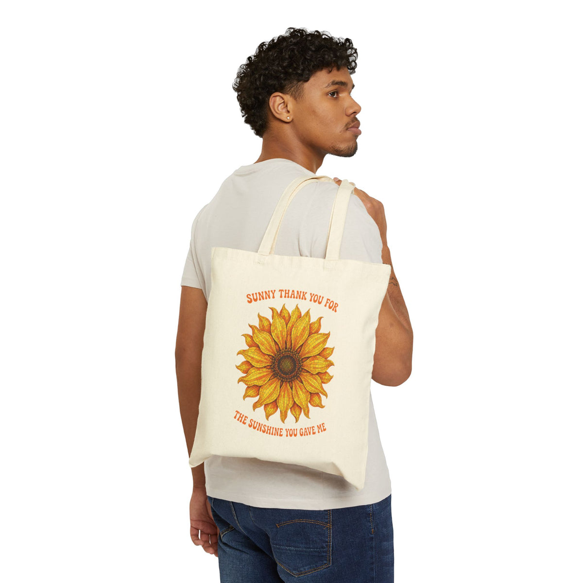 Sunflower 'Thank You for the Sunshine' Cotton Canvas Tote