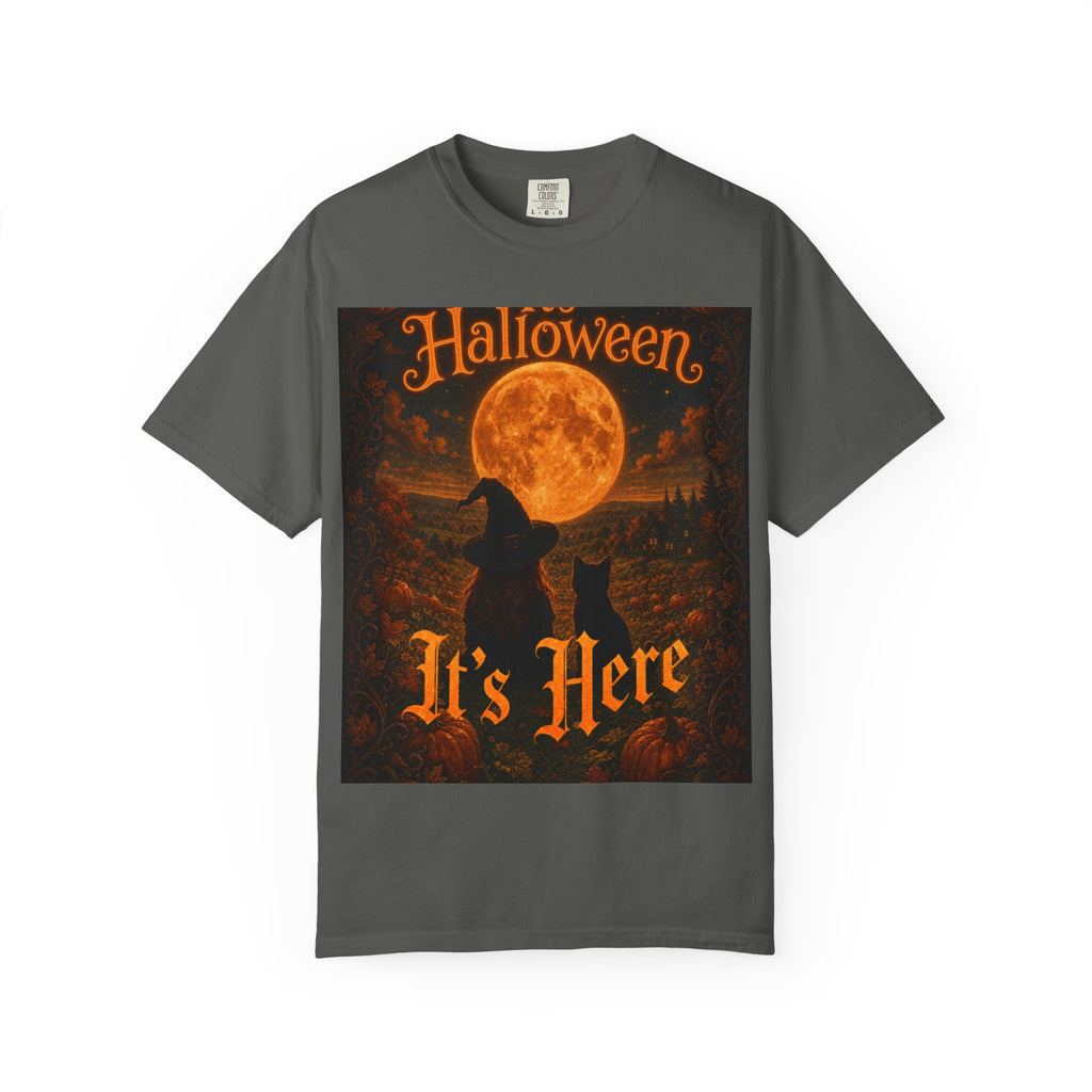 Halloween T-Shirt — "Halloween It's Here" & Jack-O'-Lantern Pumpkin Graphic