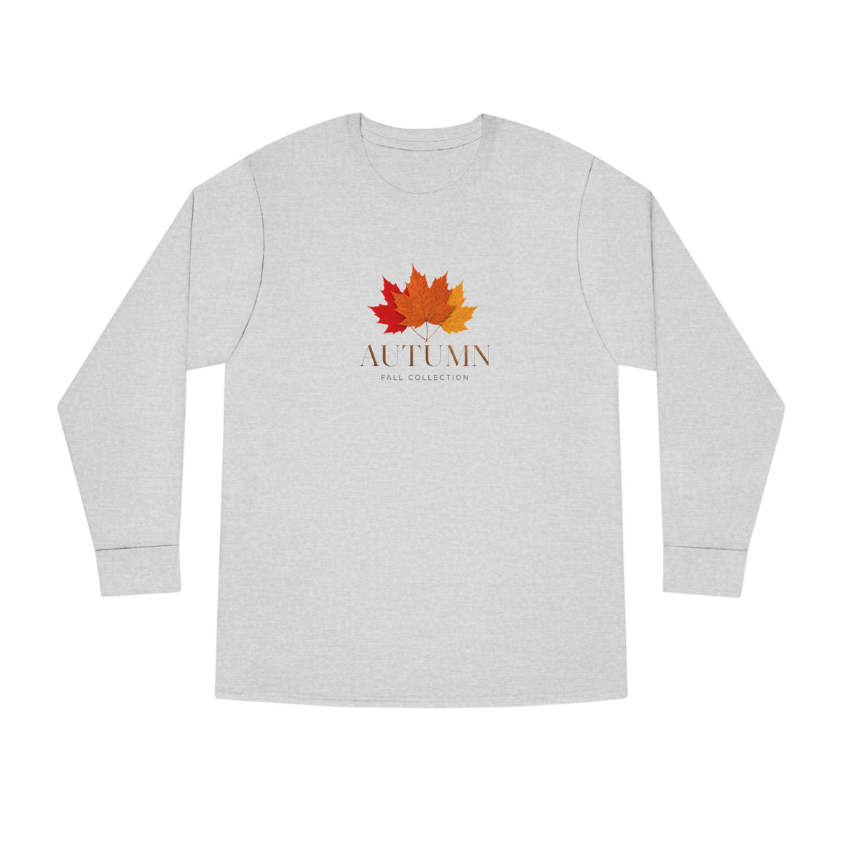 Autumn Leaves Long Sleeve Tee — 'AUTUMN' Maple Graphic Cozy Fall Shirt
