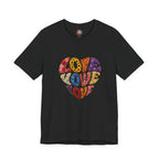 Love Heart Graphic Tee — Retro Psychedelic 'Love' Design
