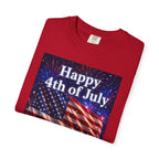 4th of July Flag T-Shirt — "Happy 4th of July" Front & America Flag Back