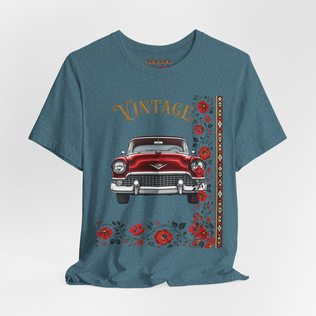 Vintage Classic Car Floral Graphic T-Shirt