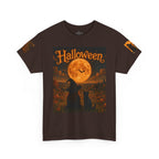 Halloween Graphic Tee — "It's Halloween" Witch & Cat Moon Design