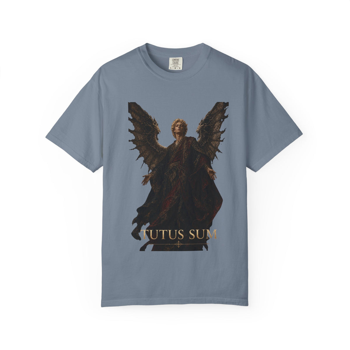 Guardian Angel -Faith- Graphic T‑Shirt — 'Tutus Sum' Cross Tee
