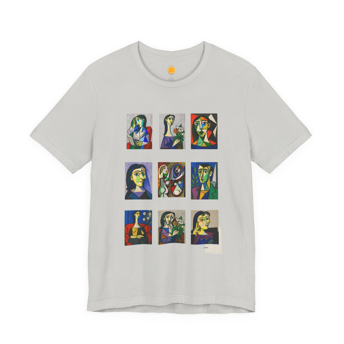 Picasso Portrait Grid T‑Shirt — Colorful Cubist Faces Art Tee