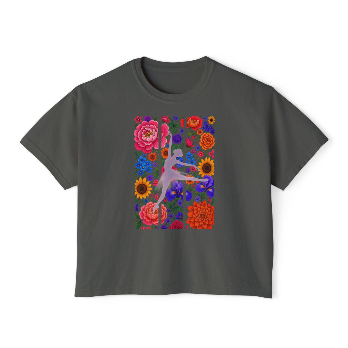 Floral Ballet Dancer Tee | Boxy Crop Shirt
