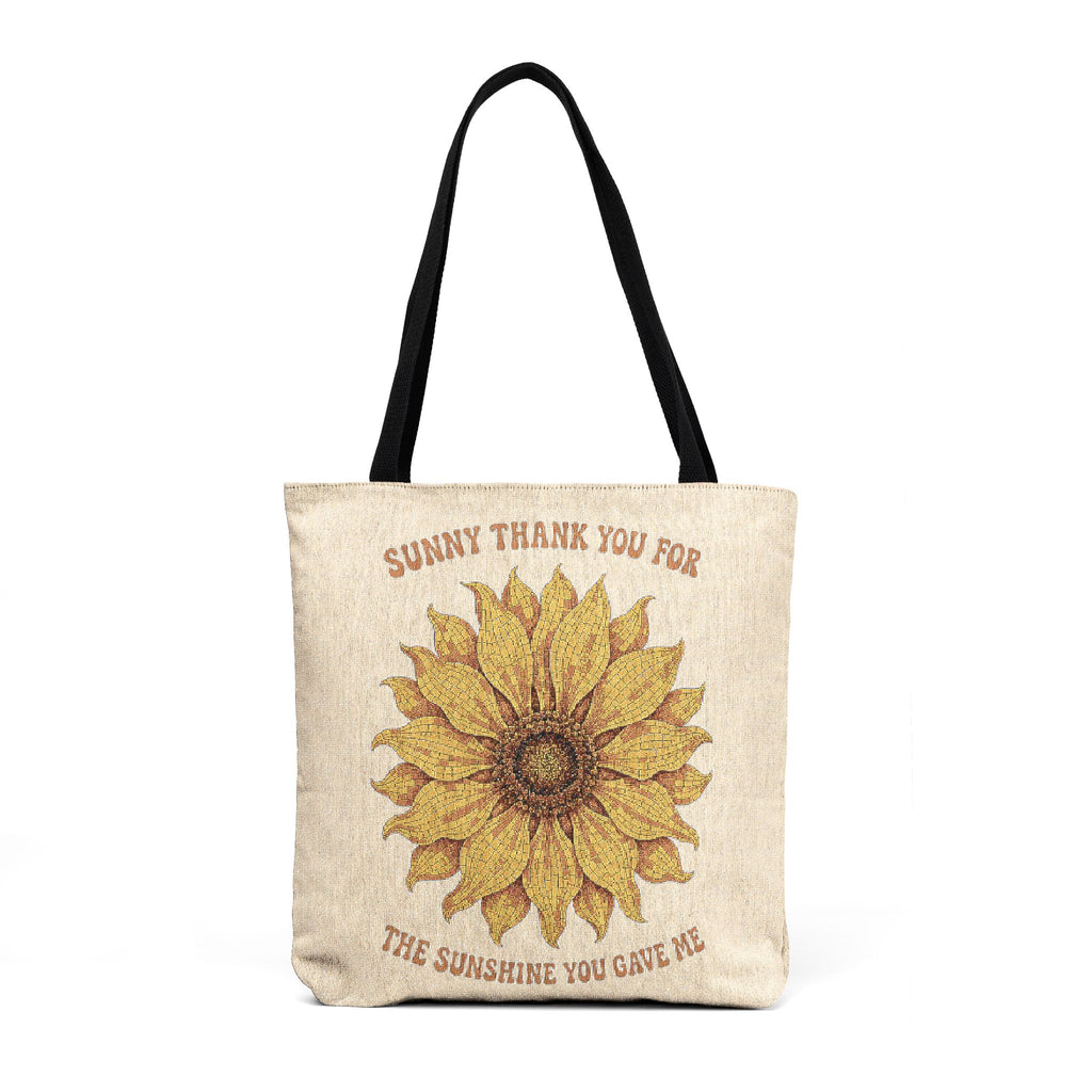Sunflower Woven Tote — "Grow Through What You Go Through" Inspirational Canvas Bag