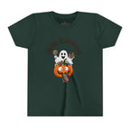 Youth Halloween Tee - "Hello Halloween" Ghost & Pumpkin Trick-or-Treat Shirt