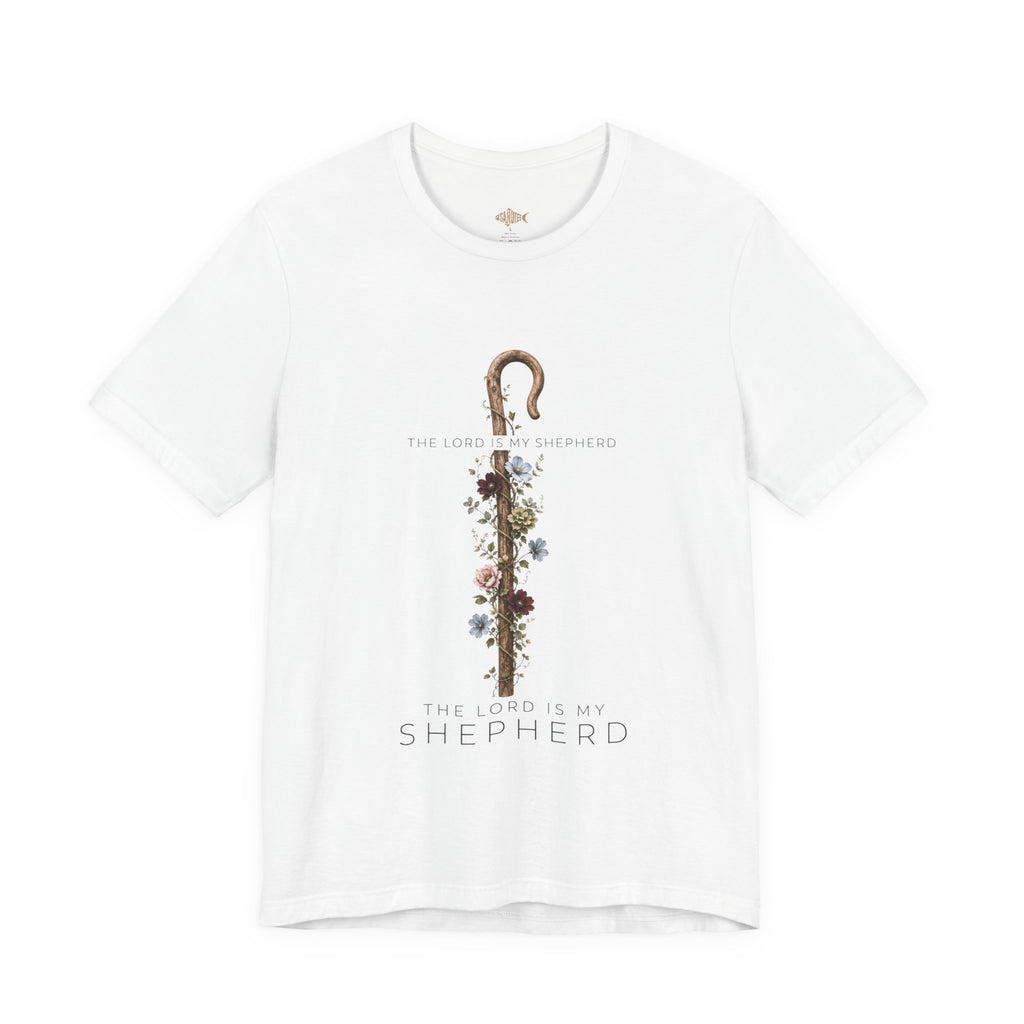 Shepherd Floral Staff T‑Shirt — 'The Lord Is My Shepherd' Faith Tee