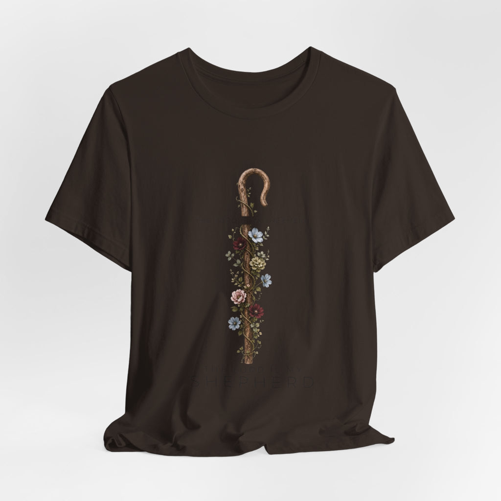 Shepherd Floral Staff T‑Shirt — 'The Lord Is My Shepherd' Faith Tee