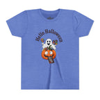 Youth Halloween Tee - "Hello Halloween" Ghost & Pumpkin Trick-or-Treat Shirt
