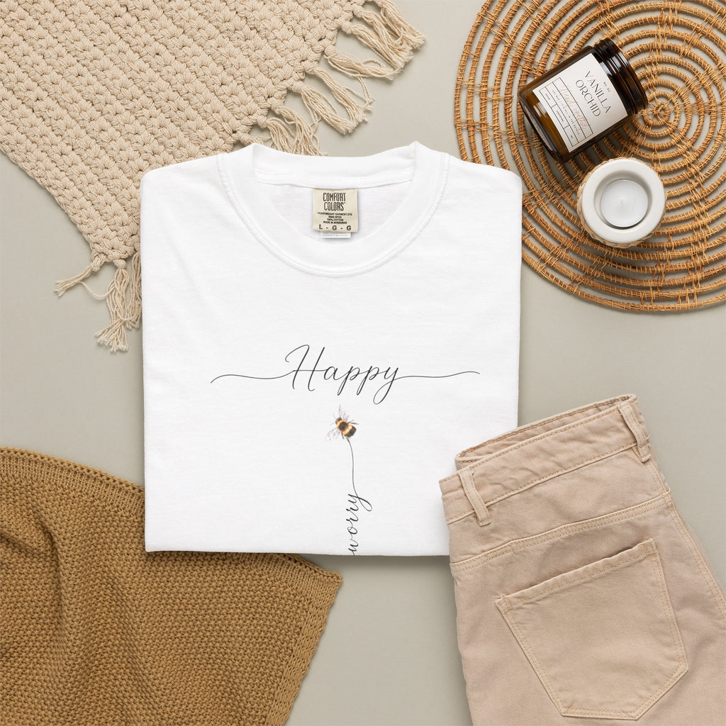 Don't Worry Bee Happy Tee -Unisex Garment-Dyed T-shirt
