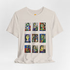 Picasso Portrait Grid T‑Shirt — Colorful Cubist Faces Art Tee