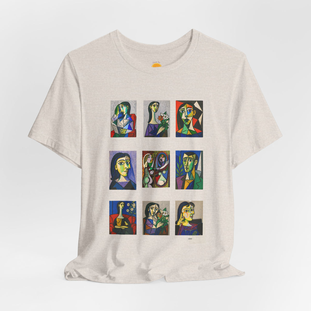 Picasso Portrait Grid T‑Shirt — Colorful Cubist Faces Art Tee