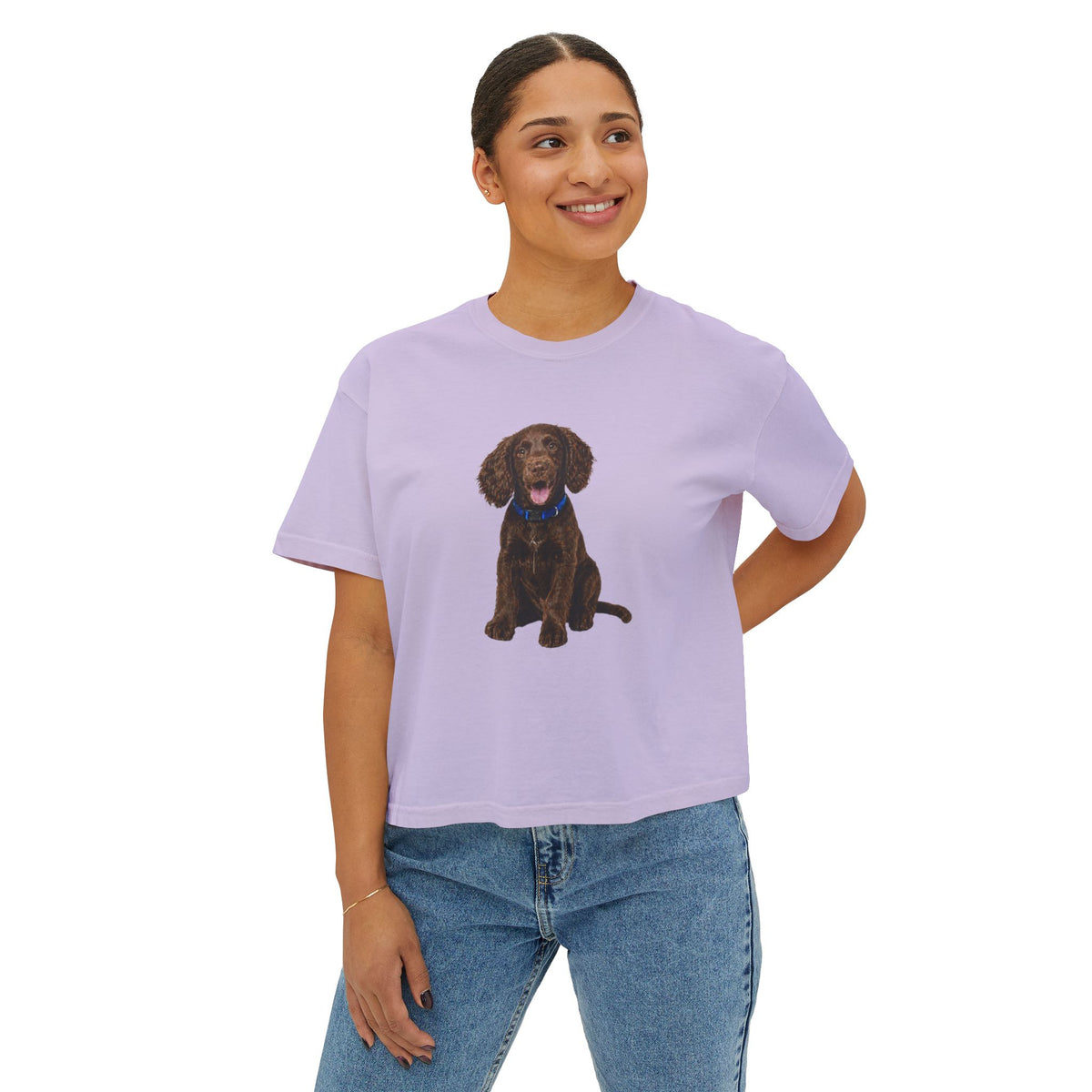 Women's Boxy Tee — Brown Spaniel Dog Graphic T‑Shirt
