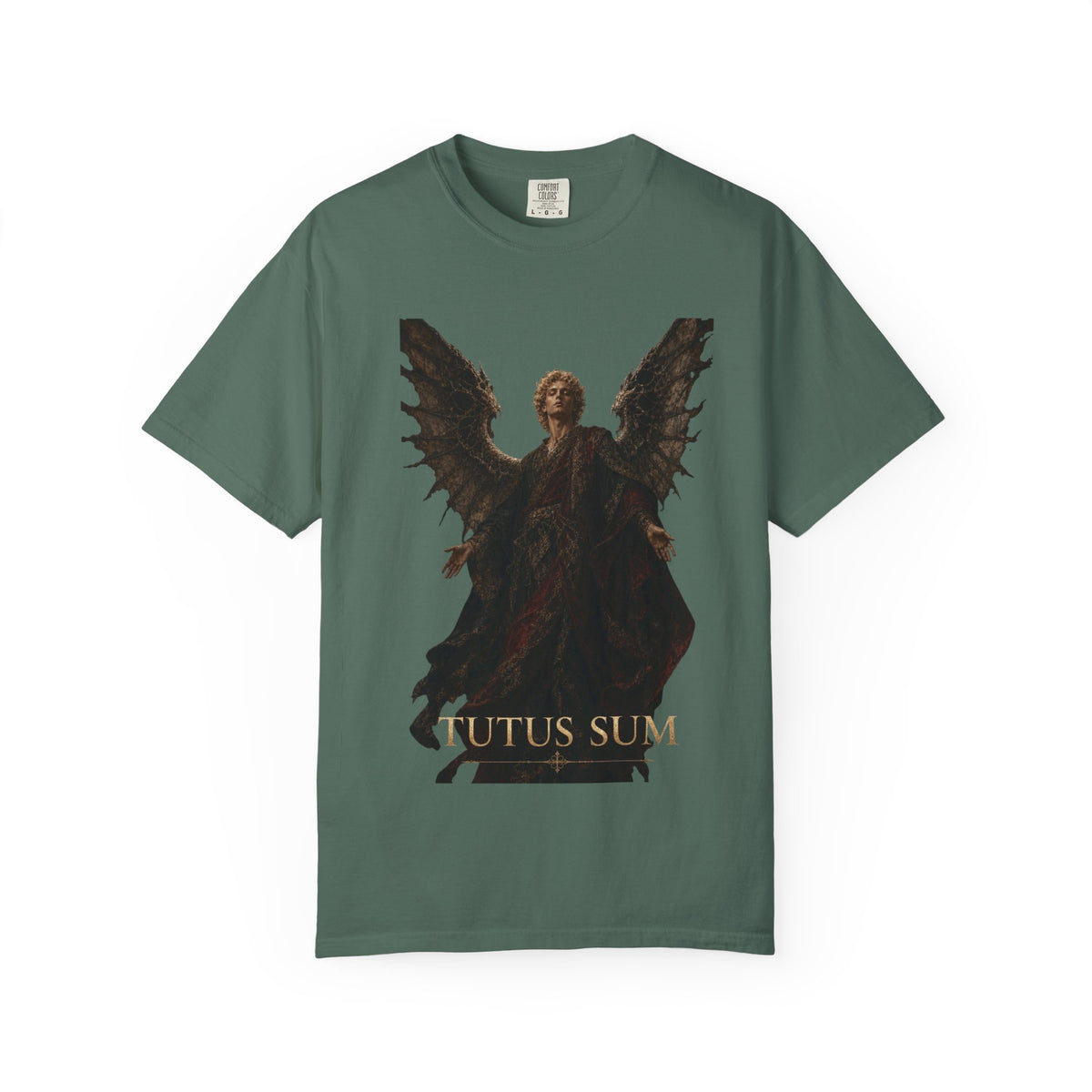 Guardian Angel -Faith- Graphic T‑Shirt — 'Tutus Sum' Cross Tee
