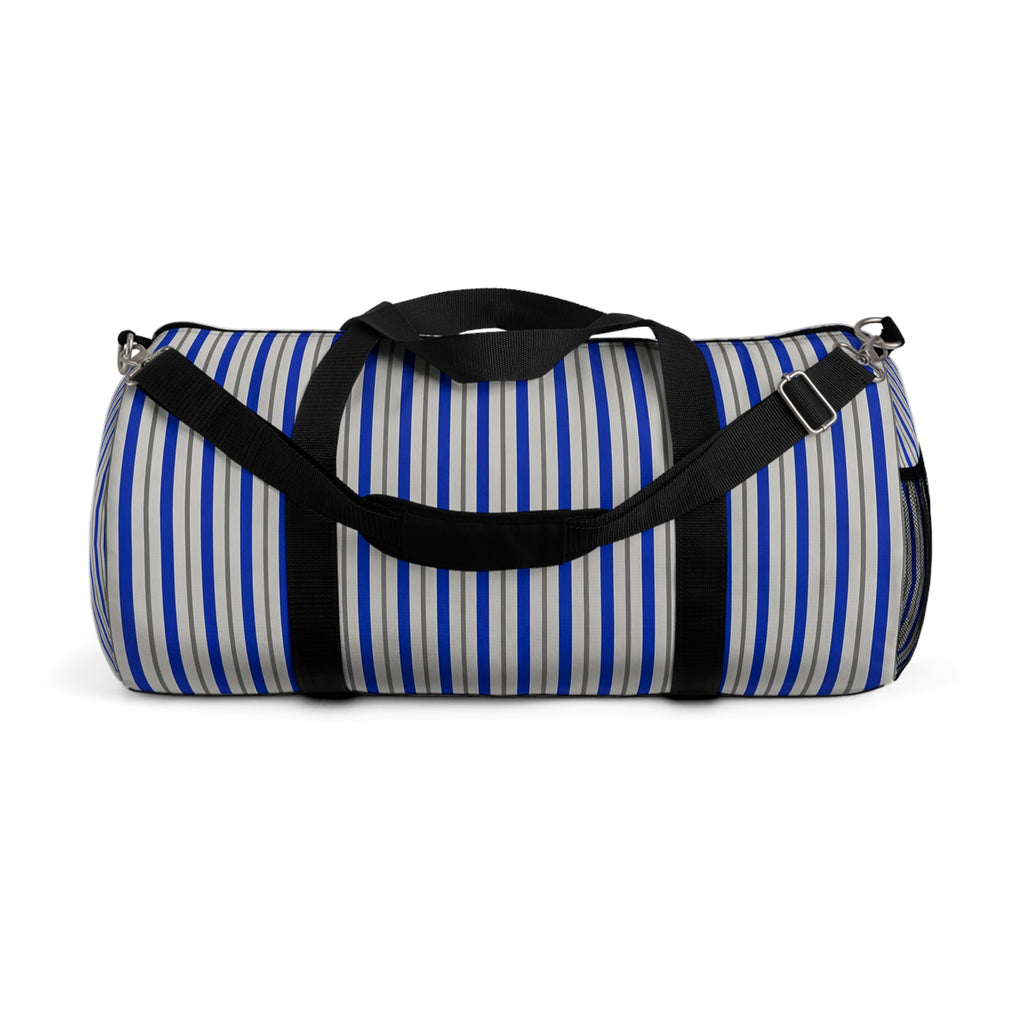Striped Blue Travel Duffel Bag – Lightweight Beach & Gym Weekender