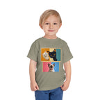 Toddler Cat Portrait Tee — Color Block Kittens Short Sleeve