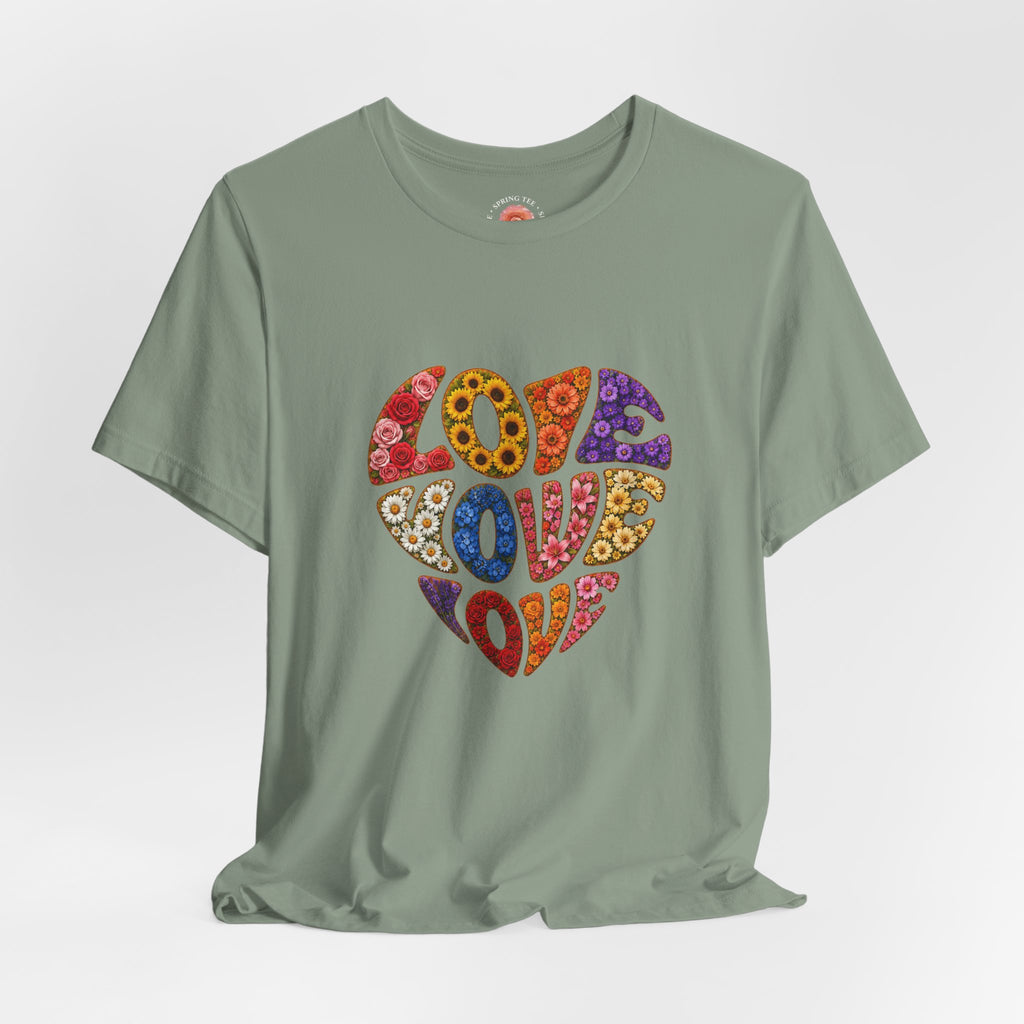 Love Heart Graphic Tee — Retro Psychedelic 'Love' Design
