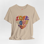 Love Heart Graphic Tee — Retro Psychedelic 'Love' Design
