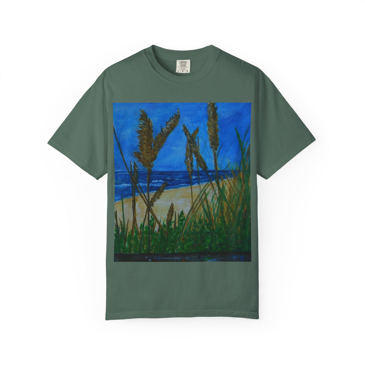 Beach Dune Art T-Shirt — Coastal Sea Oats Graphic Tee Original art by Doulton