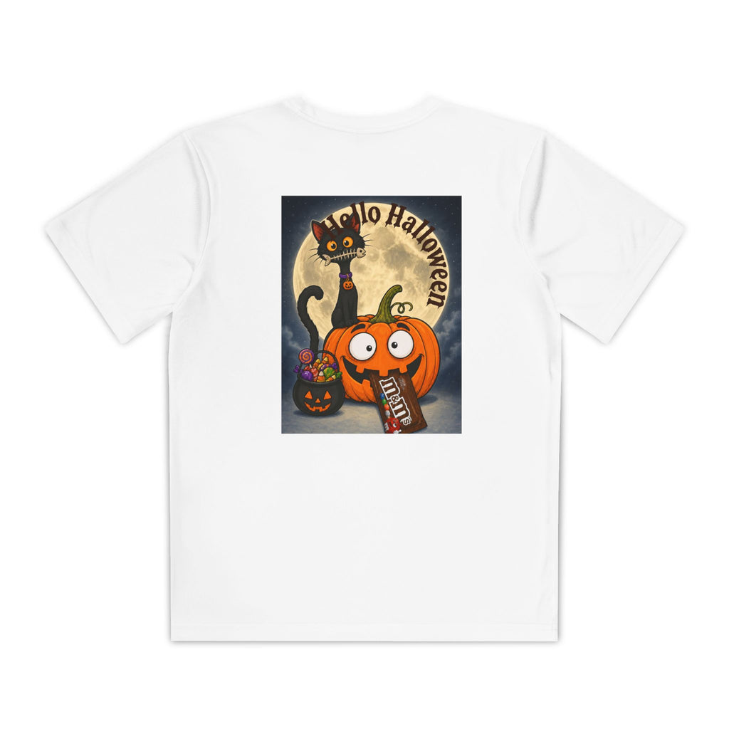 Kids Halloween Trick or Treat T-Shirt — Cute Pumpkin, Ghost & Black Cat Design