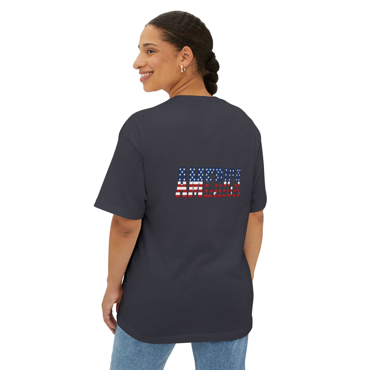 American Flag Poppy Tee Shirt -Unisex Oversized Boxy Tee