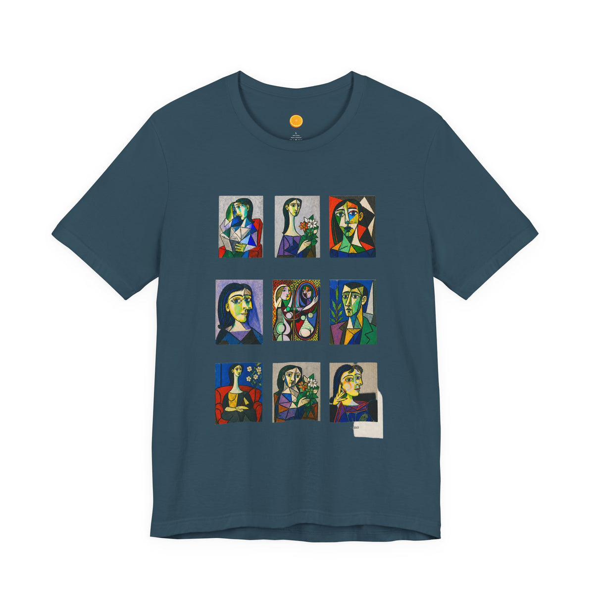 Picasso Portrait Grid T‑Shirt — Colorful Cubist Faces Art Tee