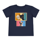 Toddler Cat Portrait Tee — Color Block Kittens Short Sleeve