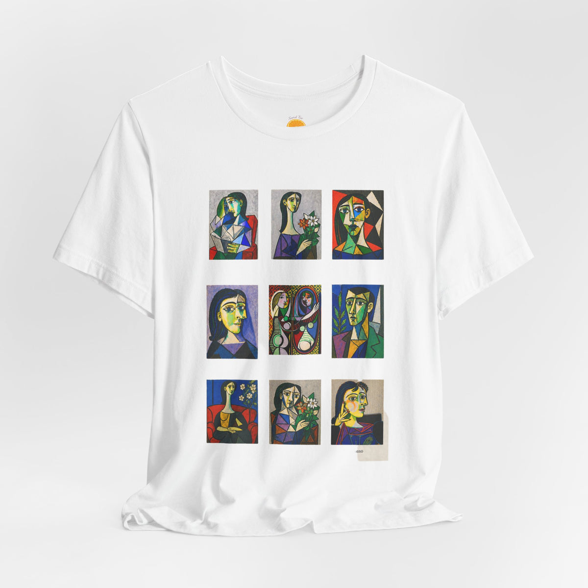 Picasso Portrait Grid T‑Shirt — Colorful Cubist Faces Art Tee