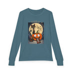 Kids' Halloween Long Sleeve Tee — 'Trick or Treat' Black Cat & Pumpkin Design