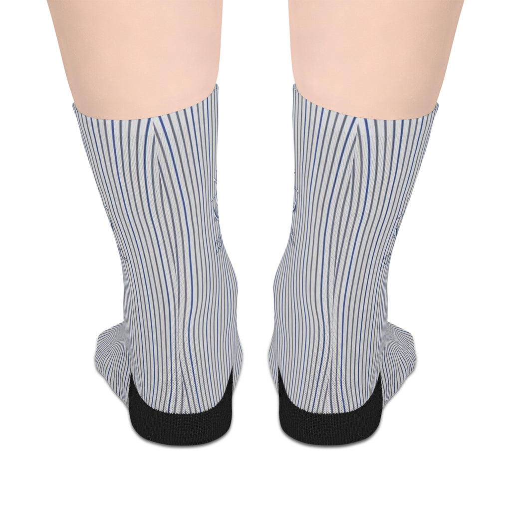 Nautical Crew Socks Blue Pinstripe Mid-Length Socks — Classic Nautical