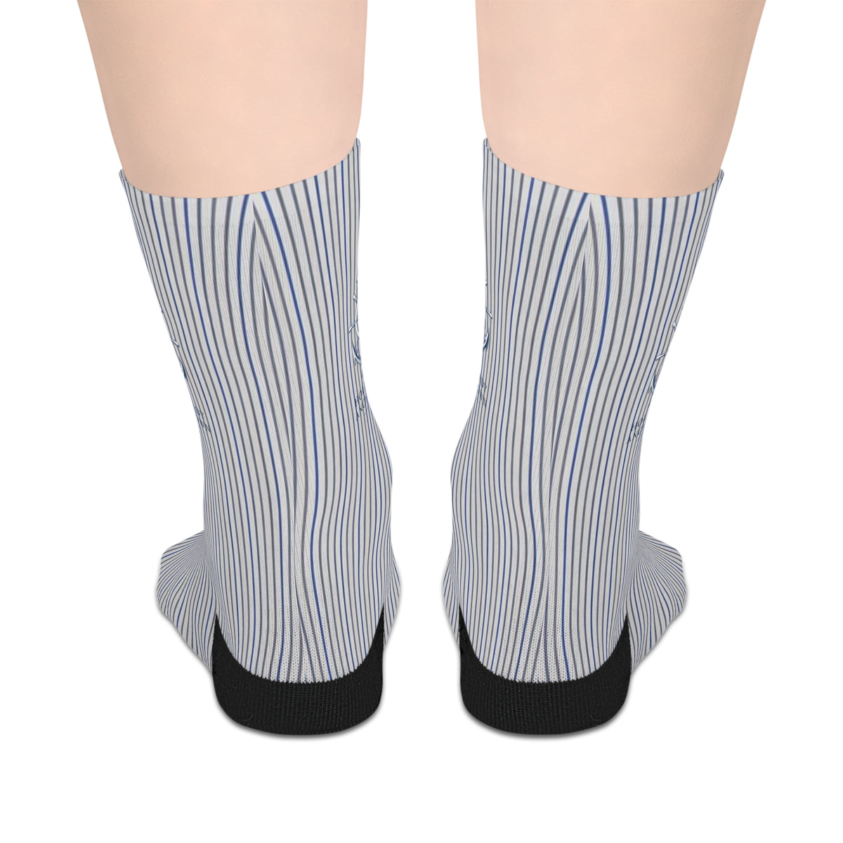 Nautical Crew Socks Blue Pinstripe Mid-Length Socks — Classic Nautical