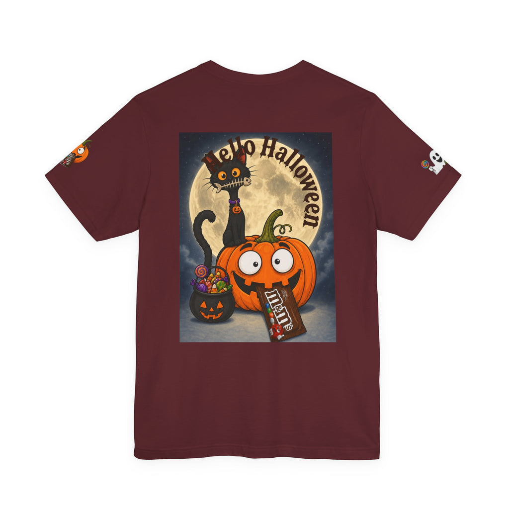 Halloween Cat & Pumpkin Tee — "Trick or Treat" Graphic T-Shirt