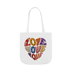 Love Heart Canvas Tote Bag — Colorful Retro ‘LOVE’ Design