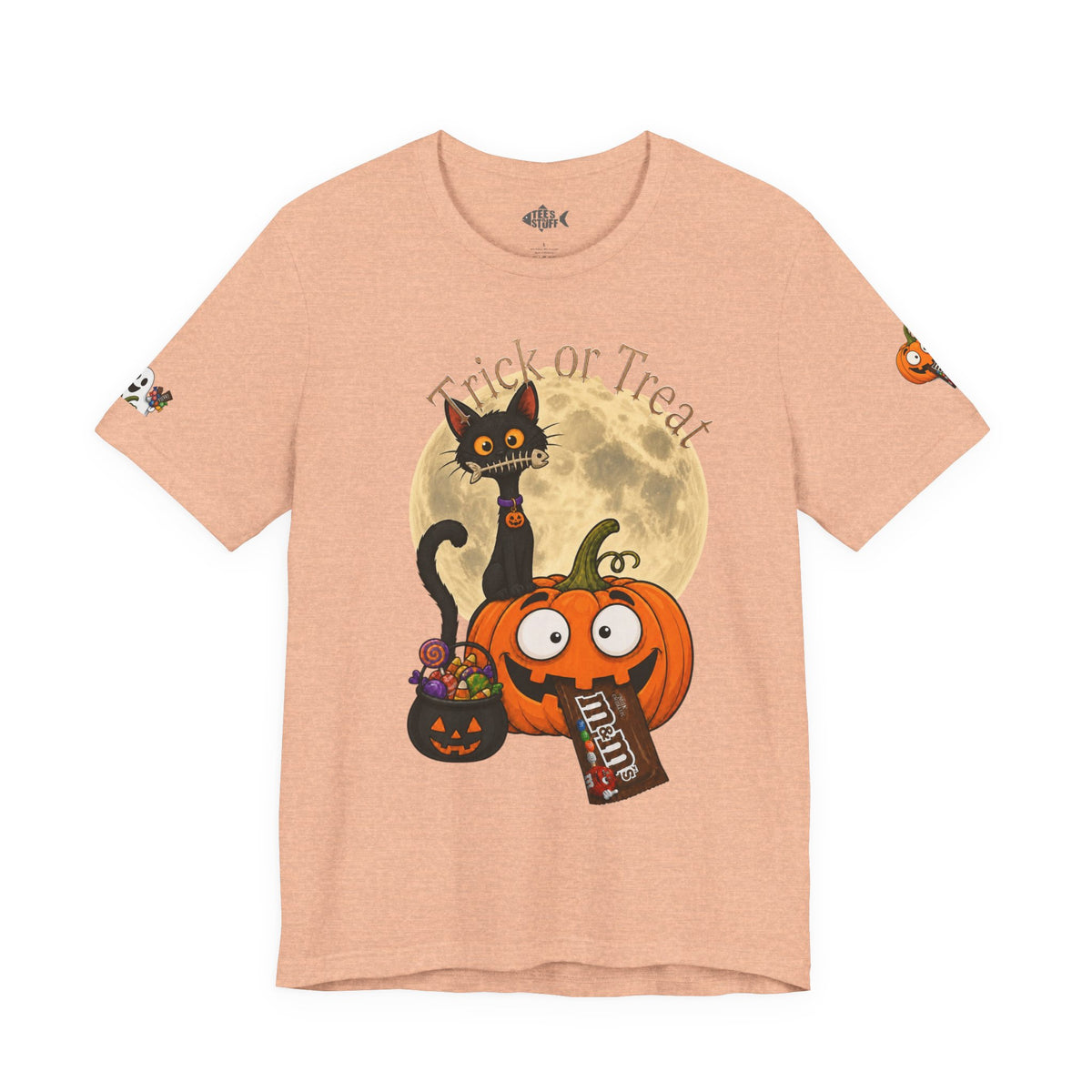 Halloween Cat & Pumpkin Tee — "Trick or Treat" Graphic T-Shirt