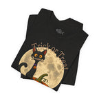 Halloween Cat & Pumpkin Tee — "Trick or Treat" Graphic T-Shirt