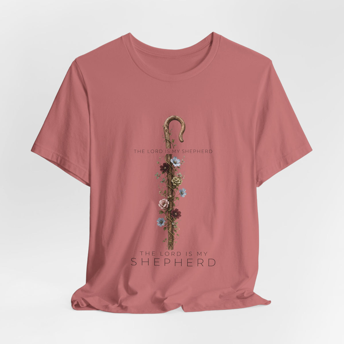 Shepherd Floral Staff T‑Shirt — 'The Lord Is My Shepherd' Faith Tee
