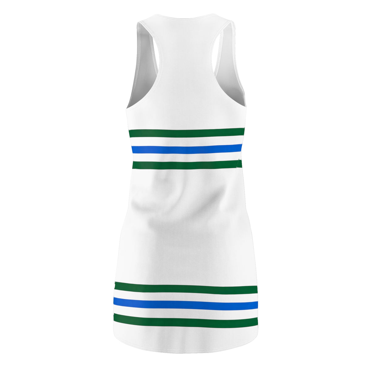 Racerback Stripe Dress — Green & Blue Athletic-Inspired Tank Dress
