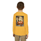 Kids' Halloween Long Sleeve Tee — 'Trick or Treat' Black Cat & Pumpkin Design
