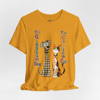 Gingham Dog & Calico Cat Tee — Plaid Pet Illustration T-Shirt