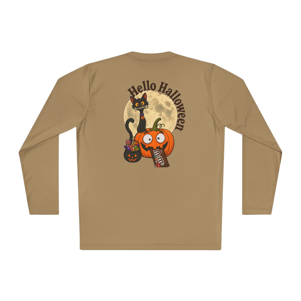 Halloween Pumpkin & Black Cat Long Sleeve Tee — "Trick or Treat / Hello Halloween"