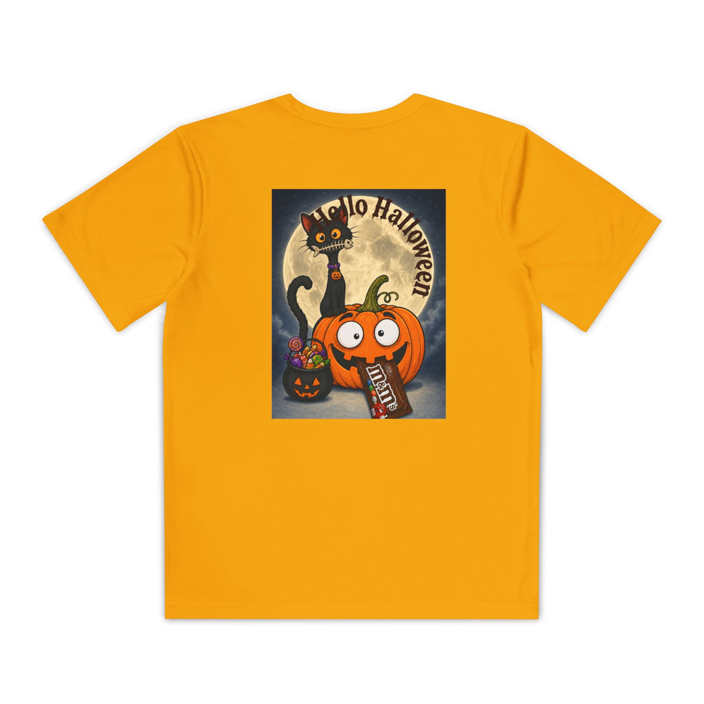 Kids Halloween Trick or Treat T-Shirt — Cute Pumpkin, Ghost & Black Cat Design