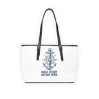 Anchor Compass Shoulder Bag — "Hold Steady Anchor Down" Nautical PU Leather Tote