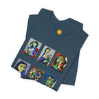 Picasso Portrait Grid T‑Shirt — Colorful Cubist Faces Art Tee