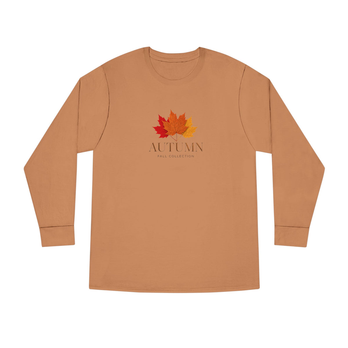 Autumn Leaves Long Sleeve Tee — 'AUTUMN' Maple Graphic Cozy Fall Shirt