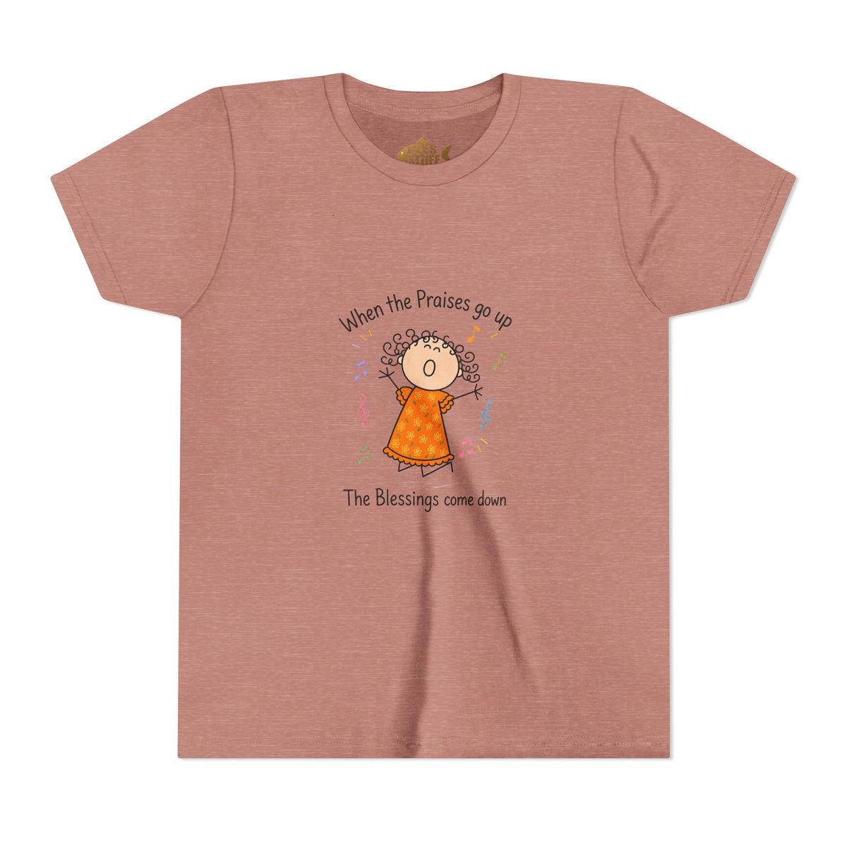 Youth Tee — "When the Praises Go Up, The Blessings Come Down" Kids Christian Shirt