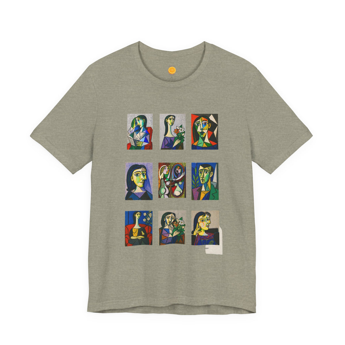 Picasso Portrait Grid T‑Shirt — Colorful Cubist Faces Art Tee