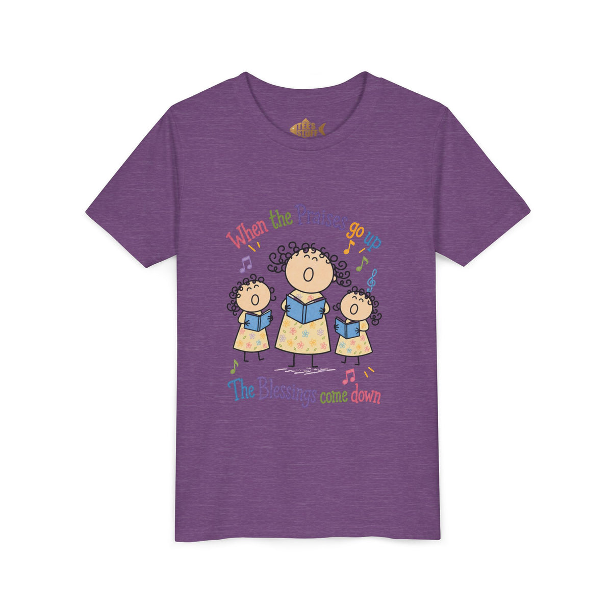 Youth Tee - 'When the Praises Go Up, The Blessings Come Down' Kids Choir Graphic