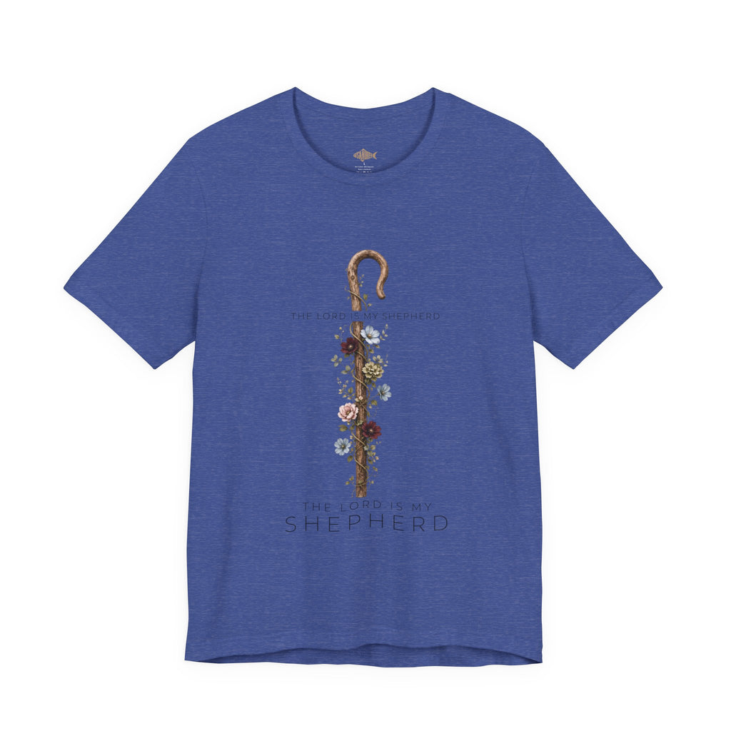 Shepherd Floral Staff T‑Shirt — 'The Lord Is My Shepherd' Faith Tee